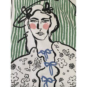 Beautiful Lady Face Art Shirt Size‎ Medium  Embroidered Sleeveless Polish Design